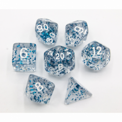 CHC: Blue Set of 7 Glitter Polyhedral Dice with White Numbers