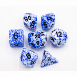 CHC: Blue Set of 7 Speckled Polyhedral Dice with Black Numbers