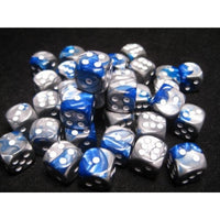 Chessex: Blue Silver/White Gemini 12mm d6 (36)