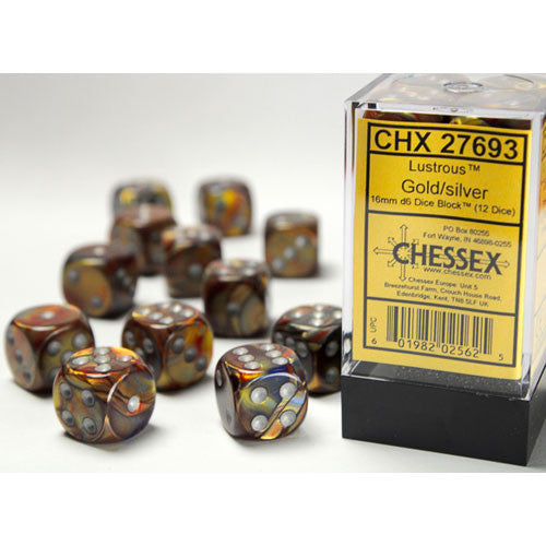 Chessex: Gold/Silver Lustrous 16mm d6 (12)
