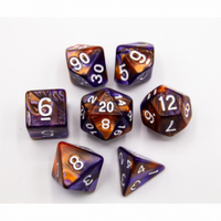 CHC: Copper/Purple Set of 7 Fusion Polyhedral Dice with White Numbers
