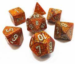 Chessex: Glitter RPG Dice - Polyhedral Gold Silver