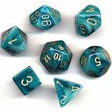 Chessex: Phantom RPG Dice - Polyhedral Teal Gold