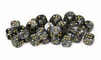 Chessex: Black/Gold Lustrous 12mm d6 (36)