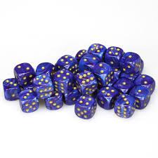 Chessex: Purple/Gold Lustrous 12mm d6 (36)