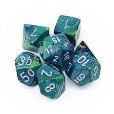 Chessex: Festive RPG Dice - Green/Silver