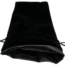 Dice Bag: Black Velvet Bag with Black Satin Lining (6