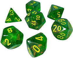 Chessex: Polyhedral 7-Die Set: Borealis Maple Green/Yellow