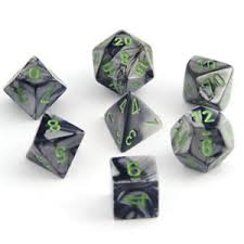 Chessex: Gemini RPG Dice - Polyhedral Black/Grey/Green