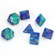 Chessex: Gemini RPG Dice - Polyhedral Blue/Teal/Gold