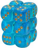 Chessex: Luminary Borealis Teal/Gold 16mm d6 (12)