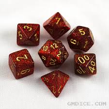 Chessex: Glitter RPG Dice - Polyhedral Ruby/Gold