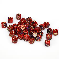 Chessex: Purple-Red/Gold Gemini 12mm d6 (36)