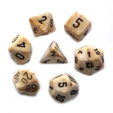 Chessex: Marble RPG Dice - Polyhedral Ivory/Black