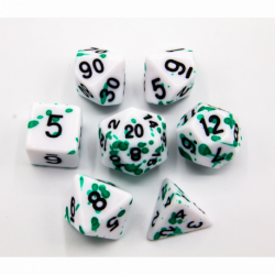 CHC: Green Set of 7 Speckled Polyhedral Dice with Black Numbers