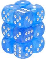 Chessex: Luminary Borealis Sky Blue/White 16mm d6 (12)