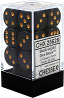 Chessex: Opaque 16mm Dice Set: Black/Gold
