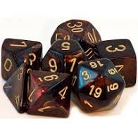 Chessex: Scarab RPG Dice - Polyhedral Blue Blood Gold