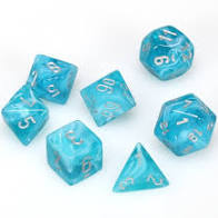 Chessex: Polyhedral Aqua Silver Cirrus 7 Die Set