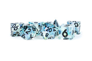 Handcrafted Sharp Resin Dice Set: Captured Frost (7)
