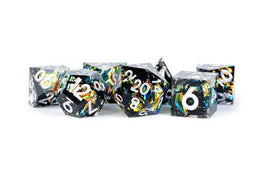 Handcrafted Sharp Resin Dice Set: Simmering Coal (7)