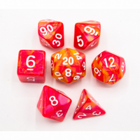 CHC: Pink/Yellow Set of 7 Fusion Polyhedral Dice with White Numbers