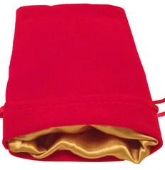 Dice Bag: Red Velvet Bag with Gold Satin Lining