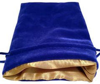 Dice Bag: Blue Velvet Bag with Gold Satin Lining