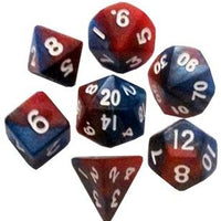 Mini Polyhedral Dice Set - Red/Blue with White Numbers