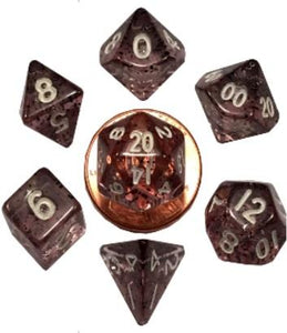 Mini Polyhedral Dice Set - Ethereal Black with White Numbers