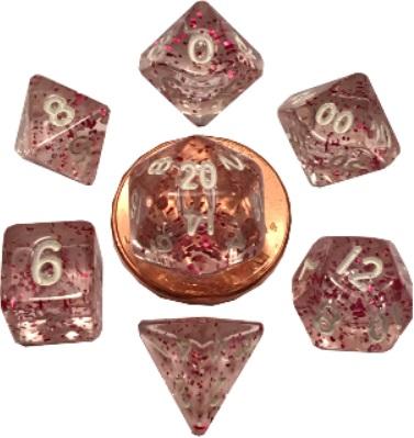 Mini Polyhedral Dice Set - Ethereal Light Purple with White Numbers