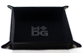 Velvet Folding Dice Tray: 10"x10" Black with Leather Backing