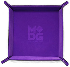 Velvet Folding Dice Tray: 10"x10" Purple with Leather Backing