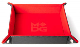 Velvet Folding Dice Tray: 10"x10" Red with Leather Backing