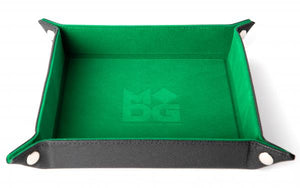 Velvet Folding Dice Tray: 10"x10" Green with Leather Backing