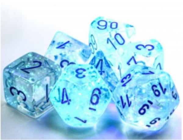 Chessex: Polyhedral 7-Die Set: Borealis Icicle/light blue Luminary