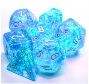 Chessex: Polyhedral 7-Die Set: Borealis Sky Blue/white Luminary