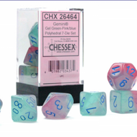 Chessex: Gemini RPG Dice - Polyhedral Gel Green-Pink/Blue Luminary