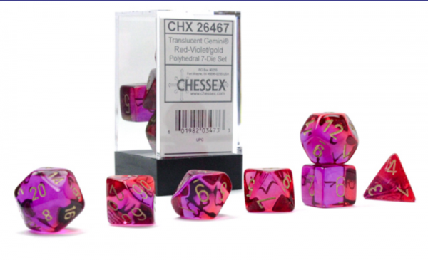 Chessex: Gemini RPG Dice - Translucent Red-Violet/Gold