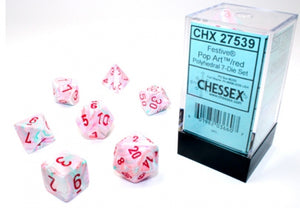Chessex: Festive RPG Dice - Polyhedral Pop Art/Red