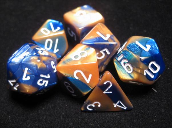 Chessex: Gemini RPG Dice - Polyhedral Blue-Gold/White