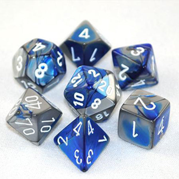 Chessex: Gemini RPG Dice - Polyhedral Blue-Steel/White