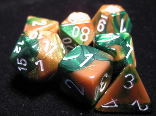 Chessex: Gemini RPG Dice - Polyhedral Gold-Green/White