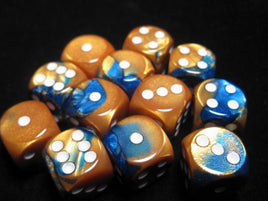 Chessex: Blue-Gold/White Gemini 16mm d6 (12)