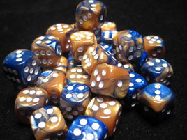 Chessex: Blue-Gold/White Gemini 12mm d6 (36)
