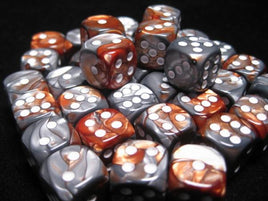 Chessex: Copper-Steel/White Gemini 12mm d6 (36)