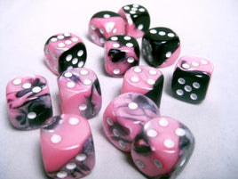 Chessex: Black-Pink/White Gemini 16mm d6 (12)