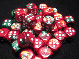 Chessex: Green-Red/White Gemini 12mm d6 (36)