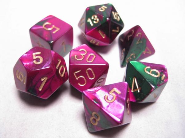 Chessex: Gemini RPG Dice - Polyhedral Green-Purple/Gold