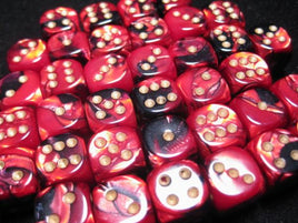 Chessex: Black-Red/Gold Gemini 12mm d6 (36)